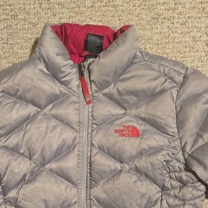 The North Face Kids Puffer Jacket - Silver and Red